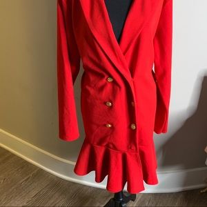 Red Blazer grill hem dress